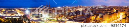 Panoramic night view of Barcelona from Badalona Panoramic night view of Barcelona from Badalona 9856374