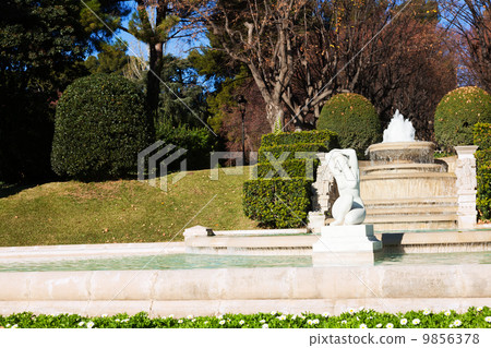 Fountain in Park of Pedralbes Royal Palace 9856378
