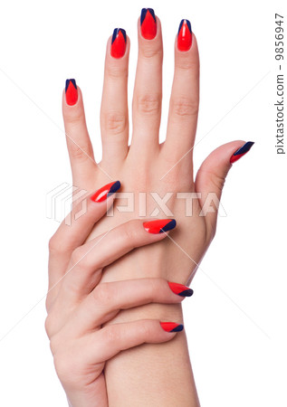 Nail art concept with hands on white Nail art concept with hands on white 9856947