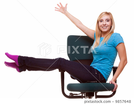 Beautiful girl relaxing on wheel chair Beautiful girl relaxing on wheel chair 9857648