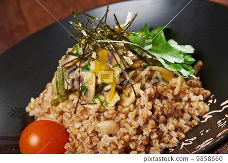 Buckwheat porridge vegetables . Buckwheat porridge vegetables . 9858660