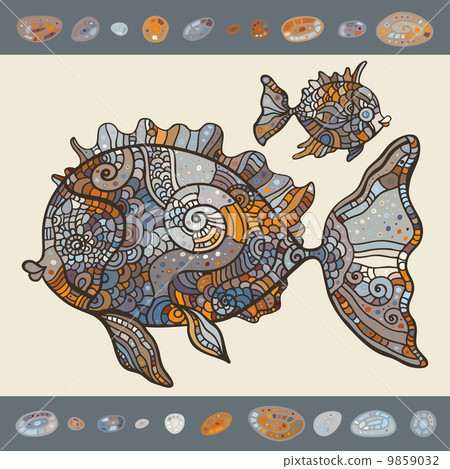 Abstract Cartoon Sea Fish. 9859032