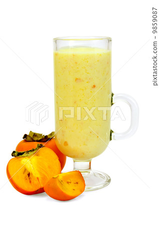 Milkshake with persimmons in goblet Milkshake with persimmons in goblet 9859087