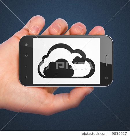 Technology concept: Cloud on smartphone Technology concept: Cloud on smartphone 9859627