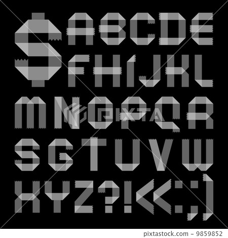 Font from scotch tape -  Roman alphabet 9859852