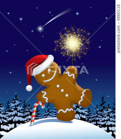 Gingerbread man wih a sparkler 9860118