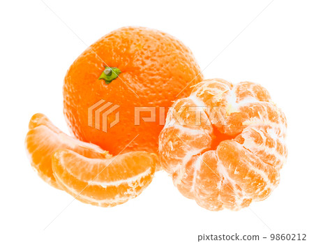 Peeled mandarin tangerine orange fruit isolated on white backgro Peeled mandarin tangerine orange fruit isolated on white backgro 9860212
