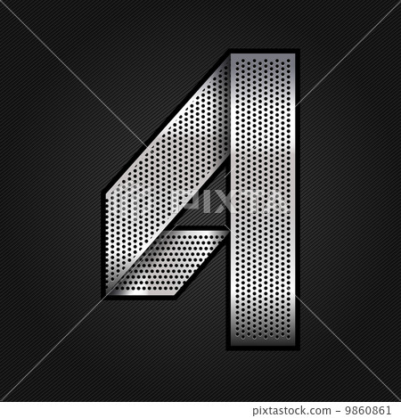 Number metal chrome ribbon - 4 - four 9860861