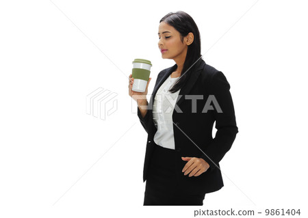 Asia Young India Businesswoman Holding Coffee Cup Asia Young India Businesswoman Holding Coffee Cup 9861404