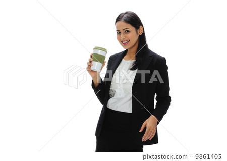 Asia Young India Businesswoman Holding Coffee Cup Asia Young India Businesswoman Holding Coffee Cup 9861405