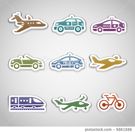 flat retro color stickers - Set one 9861886