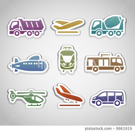 flat retro color stickers - set thirteen 9861919