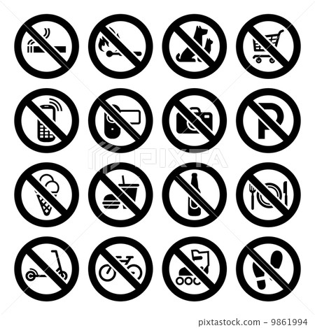 Set prohibited symbols, shop black signs 9861994