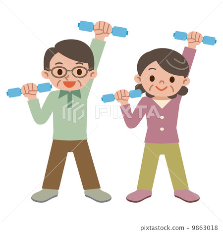 做啞鈴鍛煉的資深夫婦 做啞鈴鍛煉的資深夫婦 9863018