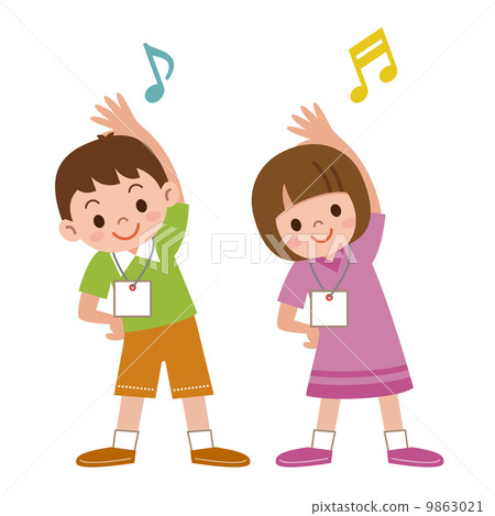 Children playing radio exercises Children playing radio exercises 9863021