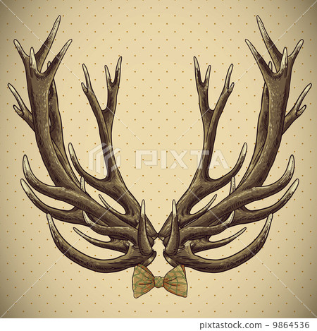 Hipster vintage background with deer antlers 9864536
