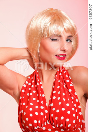 young beautiful caucasian woman posing retro young beautiful caucasian woman posing retro 9867807