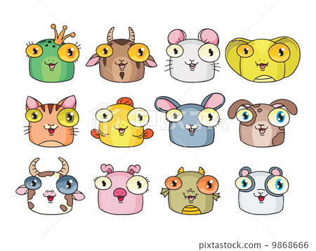 Set of cute cartoon animals and birds 9868666