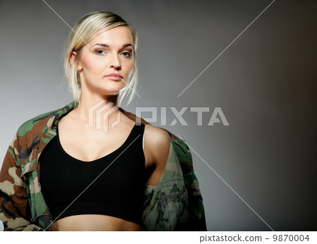 woman in military clothes, army girl 9870004