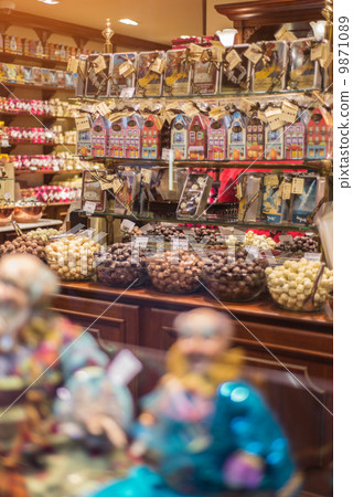 Brussels, Belgium - February 17, 2014:. Interior of chocolate sh Brussels, Belgium - February 17, 2014:. Interior of chocolate sh 9871089
