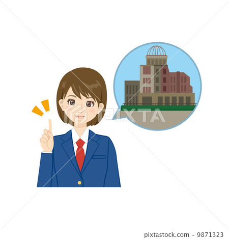 A-Bomb Dome and a female student 9871323