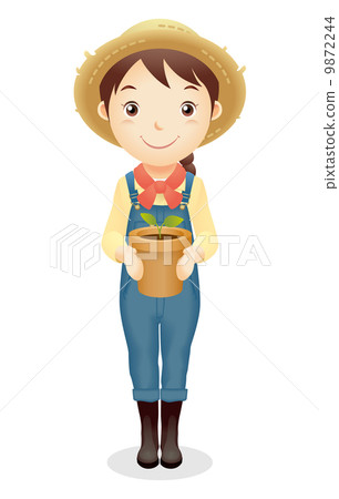 Women's straw hat illustration Women's straw hat illustration 9872244