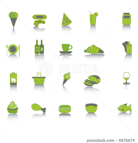 Green food collection set icons. 9876874