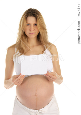 Dissatisfied pregnant woman with a blank form Dissatisfied pregnant woman with a blank form 9878154