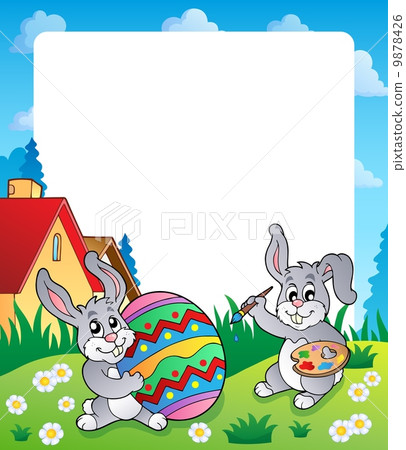 Frame with Easter bunny topic 6 9878426
