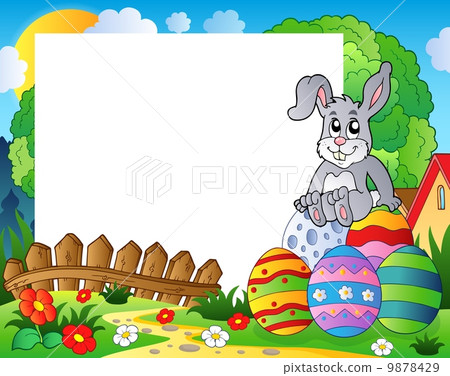 Frame with Easter bunny theme 5 9878429