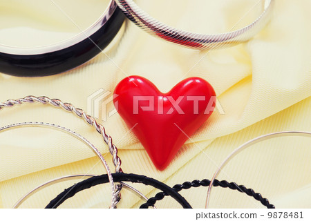 Red valentine heart with various bracelets Red valentine heart with various bracelets 9878481