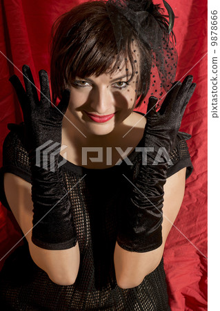 Cheerful seductive woman with black gloves Cheerful seductive woman with black gloves 9878666