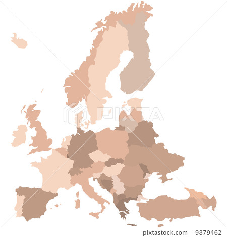 Europe map with borders for countries . Europe map with borders for countries . 9879462