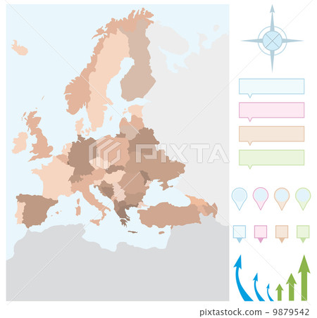 Europe map with borders for countries . Europe map with borders for countries . 9879542
