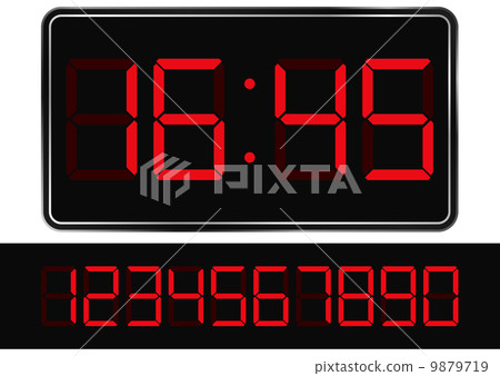 Vector red digital clock Vector red digital clock 9879719