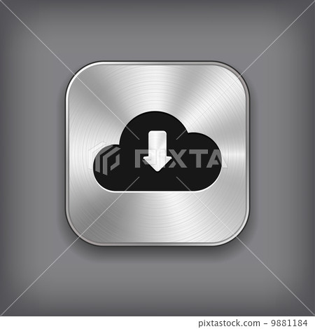 Cloud download icon - vector metal app button - Stock Illustration ...