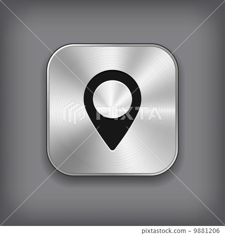 Map pointer icon - vector metal app button 9881206