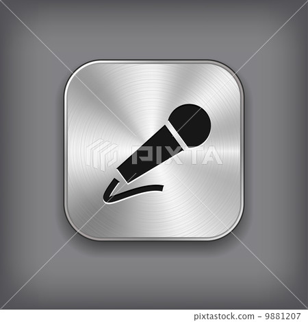 Microphone icon - vector metal app button 9881207