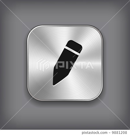 Pencil icon - vector metal app button 9881208