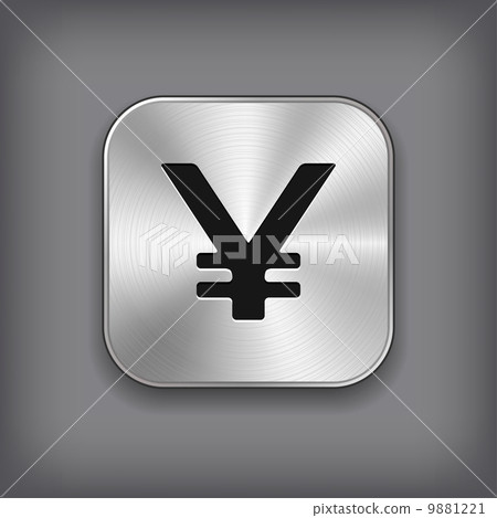 Yen icon - vector metal app button 9881221