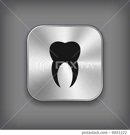 Tooth icon - vector metal app button 9881222