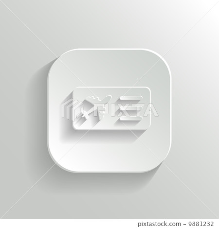 Airplane ticket icon - vector white app button Airplane ticket icon - vector white app button 9881232