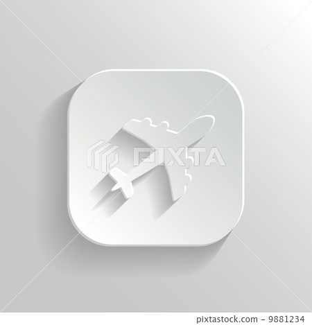 Airplane icon - vector white app button Airplane icon - vector white app button 9881234