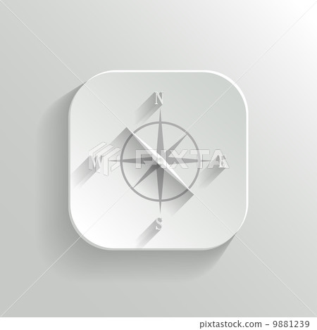 Compass icon - vector white app button 9881239