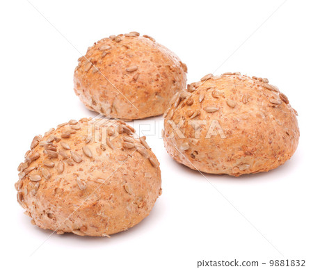 hamburger bun or roll with sesame seeds isolated on white backgr 9881832