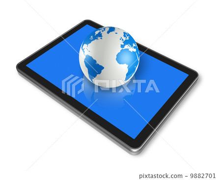 digital tablet pc and world globe digital tablet pc and world globe 9882701