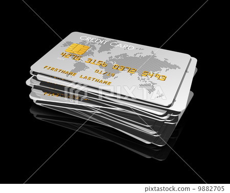 stack of silver credit cards 9882705