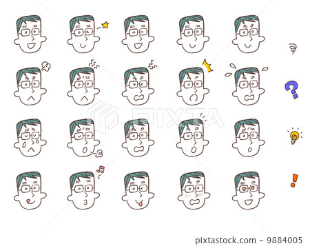 Male expression 20 types - Stock Illustration [9884005] - PIXTA