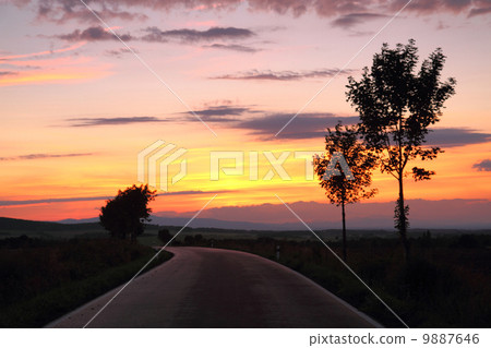 sunset on the road sunset on the road 9887646