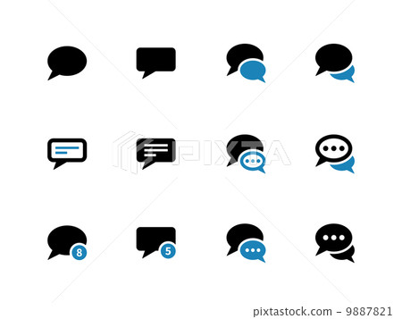 Message bubble duotone icons on white background. 9887821